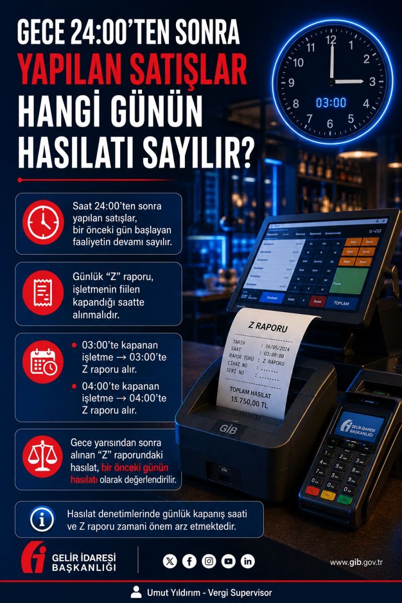GECE 24:00’TEN SONRA YAPILAN SATIŞLAR HANGİ GÜNÜN HASILATI SAYILIR?