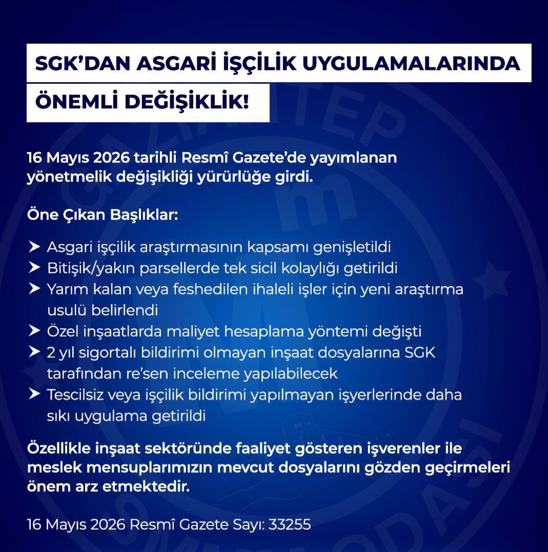 SGK'dan Asgari İşçilik Uygulamarında Önemli Değişiklik