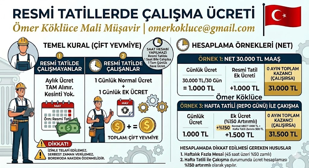 Resmi Tatillerde Çalışma Ücreti