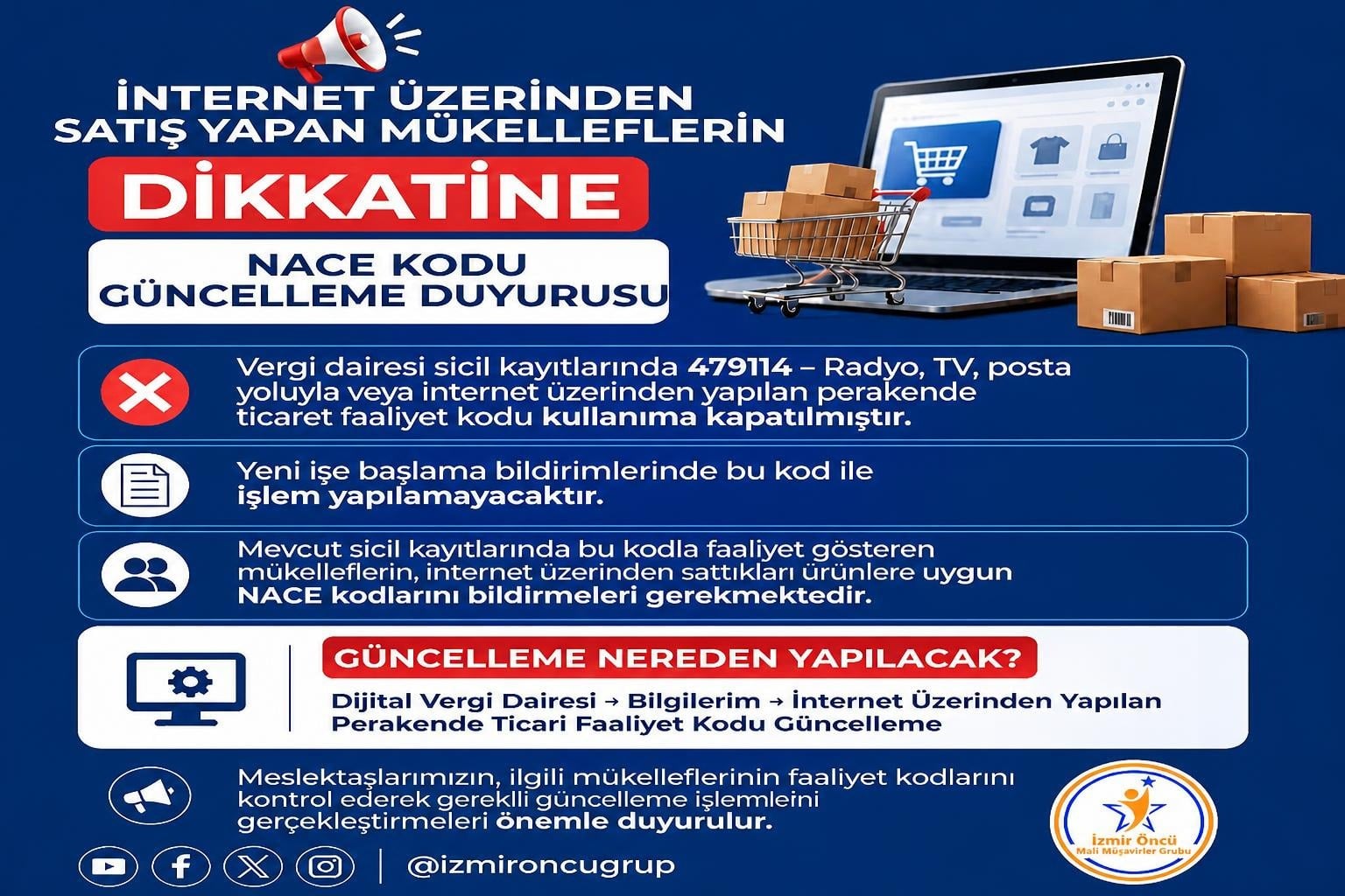 İnternet Üzerinden Satış Yapan Mükelleflerin Dikkatine!!!